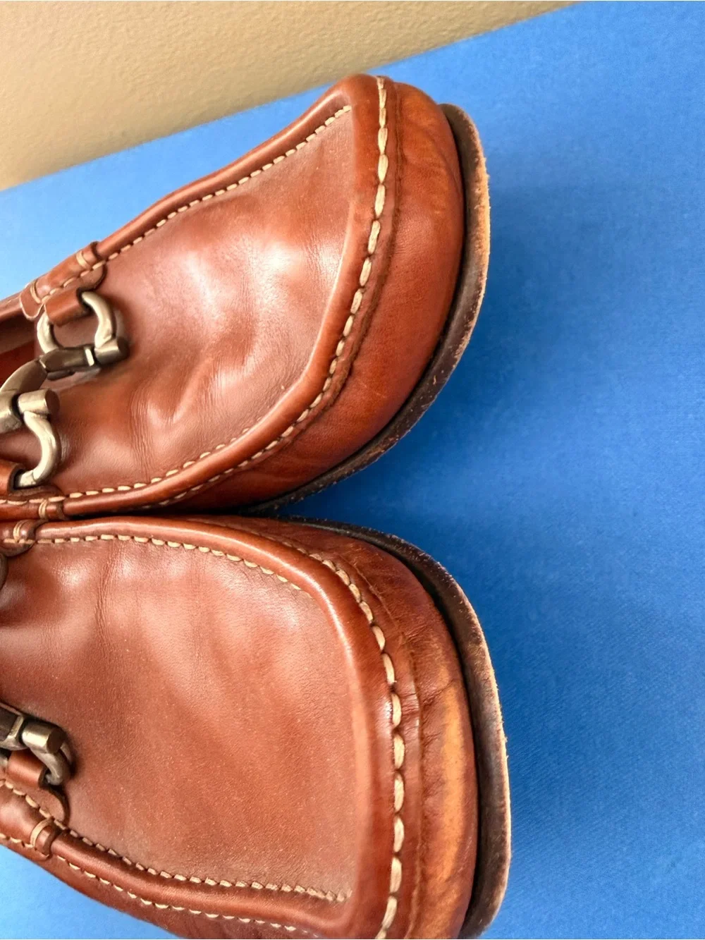 Feregamo Men's Brown Leather Slip-On Bit Loafers